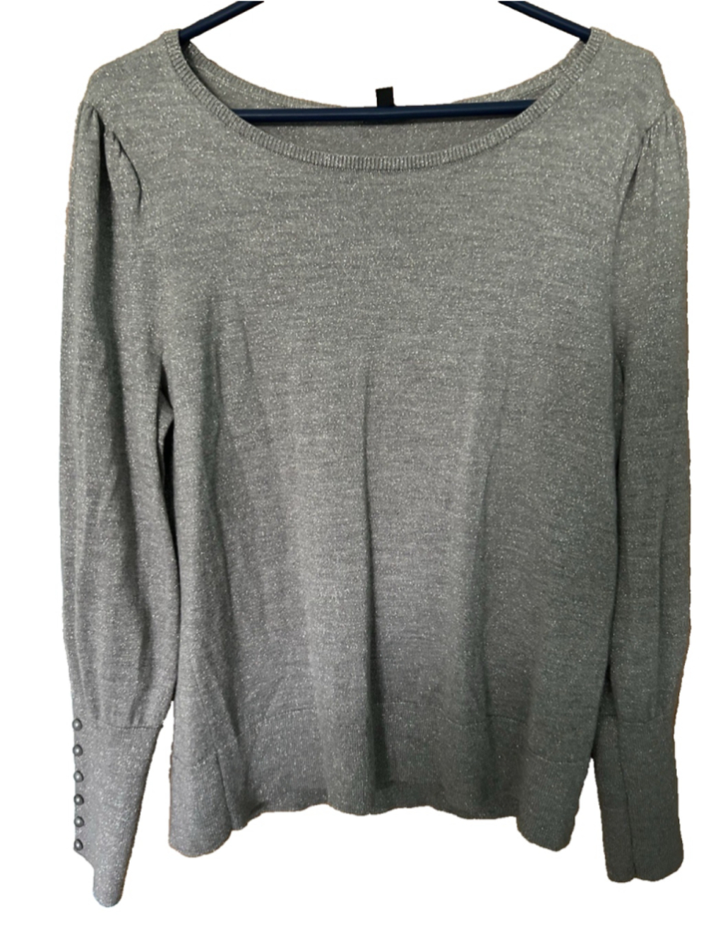 Talobts Silver Sweater Long Sleeve Women's Size Large Hand Wash Cold